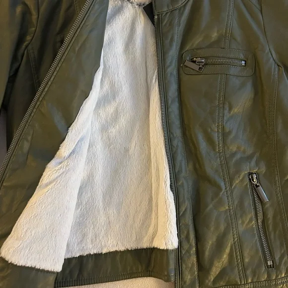 Fashion Nova Dark Green Leather Jacket - Picture 2 of 3